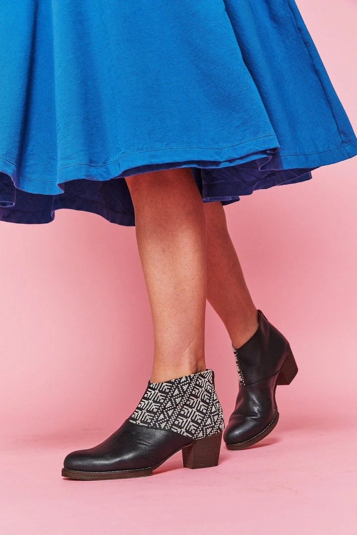 Darzah Tatreez Ankle Boot - Black + Ecru Darzah Tatreez Ankle Boot - Black + Ecru