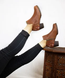 Darzah Tatreez Ankle Boot - Brown Shoes 2 Darzah Tatreez Ankle Boot - Brown Shoes