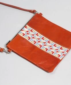 Darzah Clay Tatreez Crossbody Bag — Blue + Rust Fair Trade