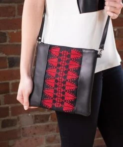 Darzah Accessories Cypress Tatreez Crossbody Bag - Red