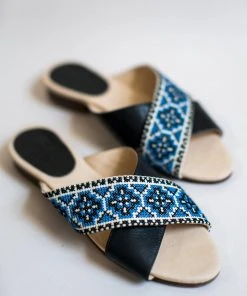 Darzah Tatreez Cross Sandal - Blue