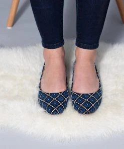 Darzah Tatreez Flats - Blue Shoes