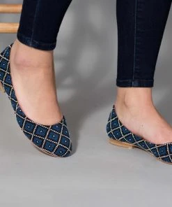 Darzah Tatreez Flats - Blue Shoes