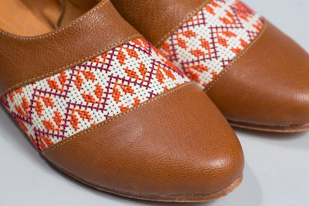 Darzah Shoes Tatreez Oxford - Camel + Orange Darzah Shoes Tatreez Oxford - Camel + Orange
