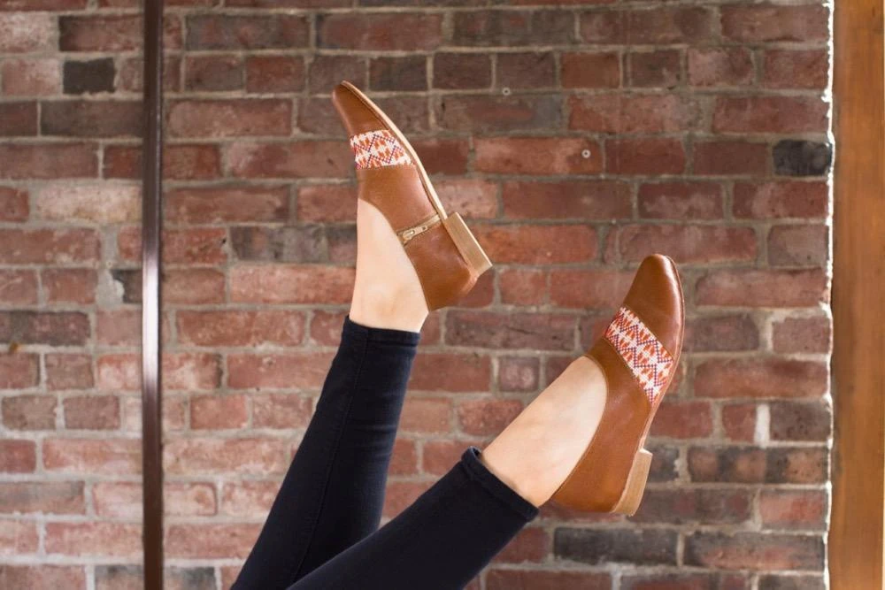 Darzah Shoes Tatreez Oxford - Camel + Orange Darzah Shoes Tatreez Oxford - Camel + Orange