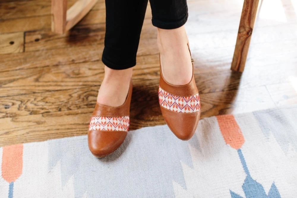 Darzah Shoes Tatreez Oxford - Camel + Orange Darzah Shoes Tatreez Oxford - Camel + Orange