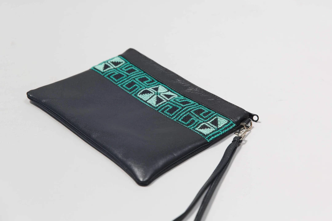 Darzah Egypt Tatreez Clutch - Teal Accessories Darzah Egypt Tatreez Clutch - Teal Accessories