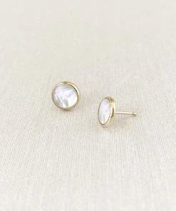 Sara Patino Jewelry Deep Pearl Recycled Gold Stud Earrings