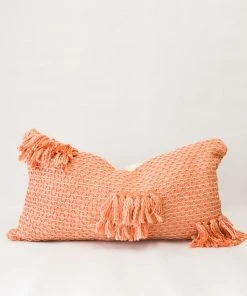 Zuahaza Home Goods Diamond Guayaba Lumbar Pillow Cover With Tassels