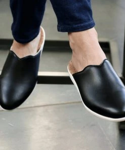 Dooeys Black Apple Leather House Mule