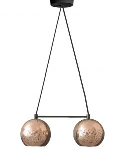Dounia Home BIPOC Owned Nur Reversed Chandelier - Duel Globe - Silver
