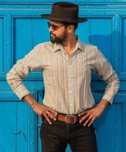 Dushyant Asthana Men's Amir Shirt - Green Stripes