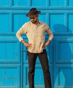 Dushyant Asthana Men's Amir Shirt - Orange Stripes