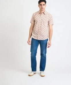 Dushyant Asthana Men's Prat Short Sleeve Shirt - Pink + Blue Motif