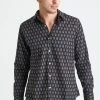 Dushyant Asthana Men's Amir Long Sleeve Shirt - Black + Blue Motif