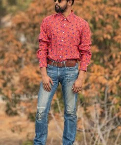 Dushyant Asthana Men's Barrington Shirt - Maroon Floral Print