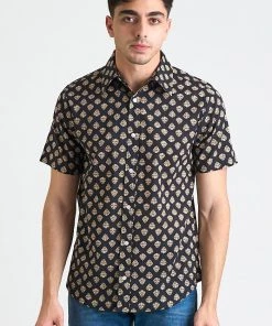 Dushyant Asthana Men's Prat Short Sleeve Shirt - Black Motif