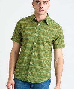 Dushyant Asthana Men's Prat Short Sleeve Shirt - Green Sticks