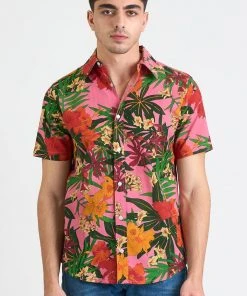 Dushyant Asthana Men's Prat Short Sleeve Shirt - Pink Floral