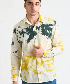 Dushyant Asthana Men's Amir Long Sleeve Shirt - Yellow + Green