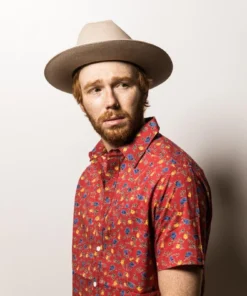 Dushyant Asthana Men's Folk Short Sleeve Shirt - Maroon