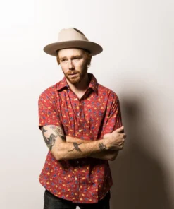 Dushyant Asthana Men's Folk Short Sleeve Shirt - Maroon