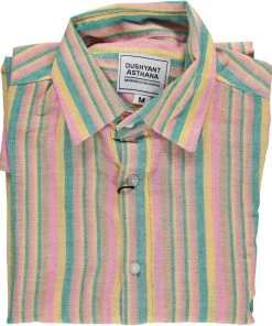 Dushyant Asthana Men's Amir Shirt - Orange Stripes