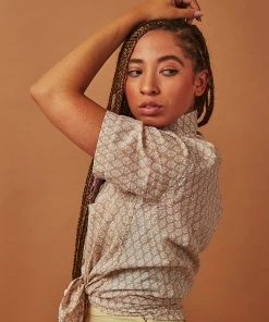 Dushyant Asthana Men's Folk Short Sleeve Shirt - Leaf Motif