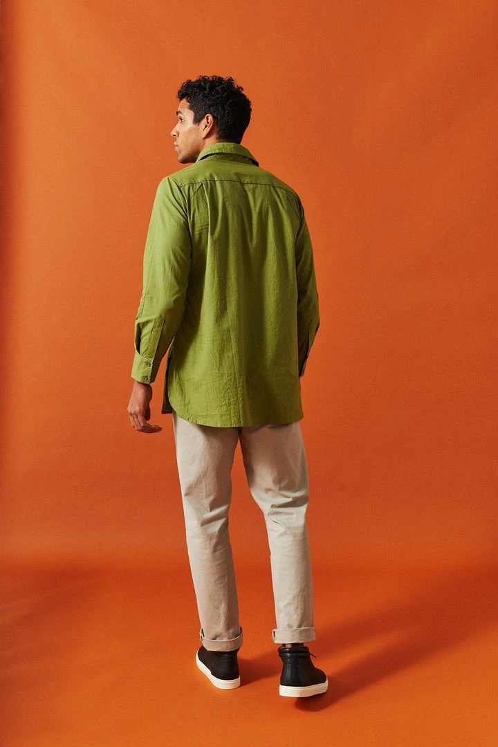 Dushyant Asthana Men's Kameez Oversized Shirt - Light Olive Dushyant Asthana Men's Kameez Oversized Shirt - Light Olive