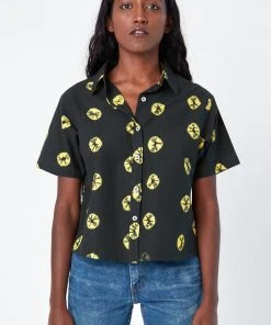 Dushyant Asthana Clothing Michelle Tie Dye Short Sleeve Shirt - Black + Yellow