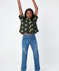 Dushyant Asthana Clothing Michelle Tie Dye Short Sleeve Shirt - Black + Yellow
