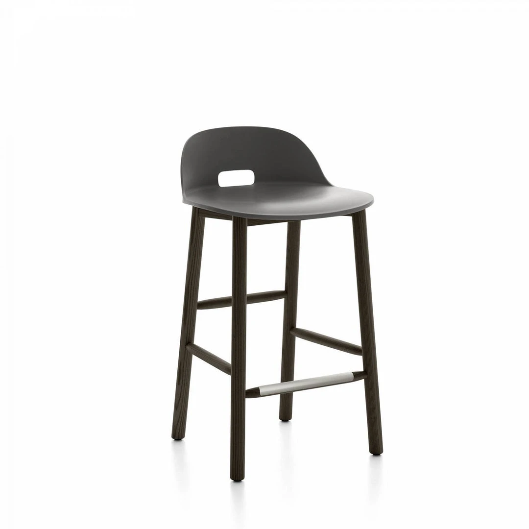 Emeco Furniture Alfi Recycled Low Back Counter Stool - Dark Ash Emeco Furniture Alfi Recycled Low Back Counter Stool - Dark Ash