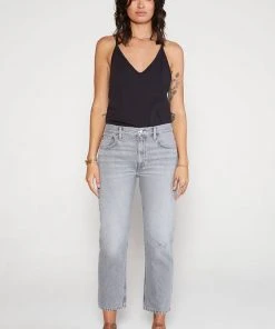 ÉTICA New Arrivals Rhea Midrise Straight Crop Jean - Moonstone