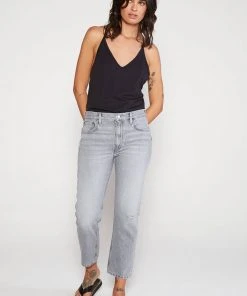ÉTICA New Arrivals Rhea Midrise Straight Crop Jean - Moonstone
