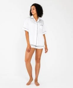 Ettitude Best Sellers Bamboo Lyocell Pajama Shorts - Feather White