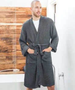 Ettitude Unisex Bamboo Waffle Robe - Slate Best Sellers