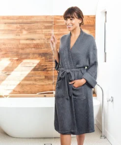 Ettitude Unisex Bamboo Waffle Robe - Slate Best Sellers