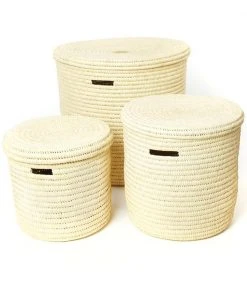 Swahili African Modern Gingerbread Tree Doum Palm Hamper Basket Set