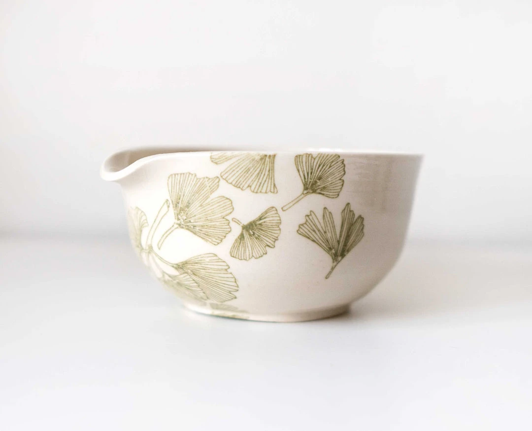 Moonshine Design Ginkgo Leaf Porcelain Matcha Bowl Home Goods 1 Moonshine Design Ginkgo Leaf Porcelain Matcha Bowl Home Goods