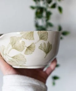 Moonshine Design Ginkgo Leaf Porcelain Matcha Bowl Home Goods