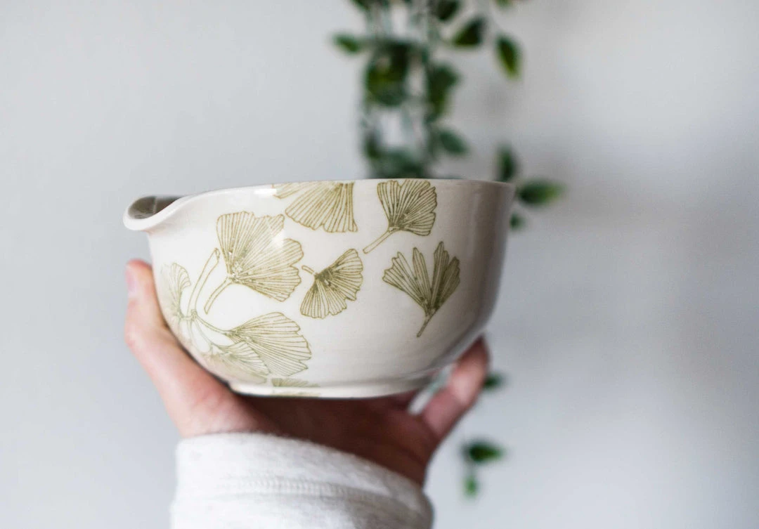 Moonshine Design Ginkgo Leaf Porcelain Matcha Bowl Home Goods 2 Moonshine Design Ginkgo Leaf Porcelain Matcha Bowl Home Goods