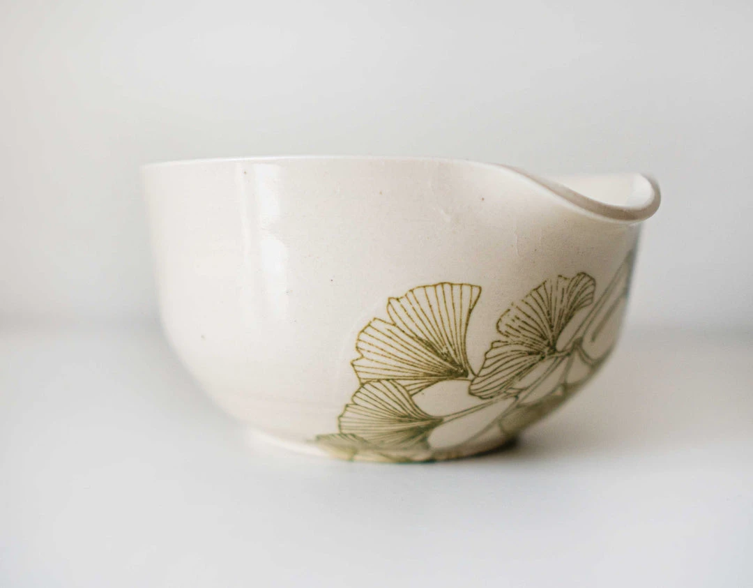 Moonshine Design Ginkgo Leaf Porcelain Matcha Bowl Home Goods 3 Moonshine Design Ginkgo Leaf Porcelain Matcha Bowl Home Goods