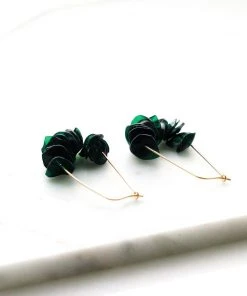 Giulia Letzi + META Jewelry Leona Upcycled Drop Earrings - Dark Green 2 Giulia Letzi + META Jewelry Leona Upcycled Drop Earrings - Dark Green