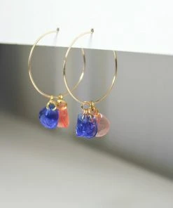 Giulia Letzi + META Jewelry Rainbow Upcycled Hoop Earrings - Blue + Blush