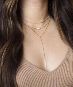 Iron Oxide Gold Layered Opal Lariat Necklace