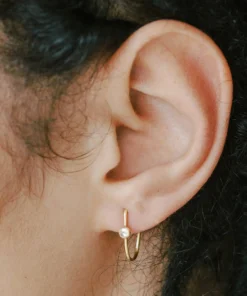 Sara Patino Jewelry Gold Recycled Hoop - White Topaz Best Sellers