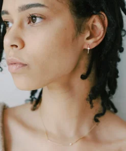 Sara Patino Jewelry Gold Recycled Hoop - White Topaz Best Sellers