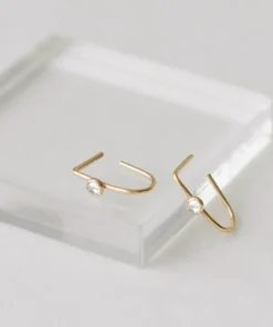 Sara Patino Jewelry Gold Recycled Hoop - White Topaz Best Sellers