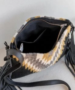 MZ Fair Trade Golden Diamond Wool Fringe Bag Accessories