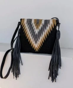 MZ Fair Trade Golden Diamond Wool Fringe Bag Accessories